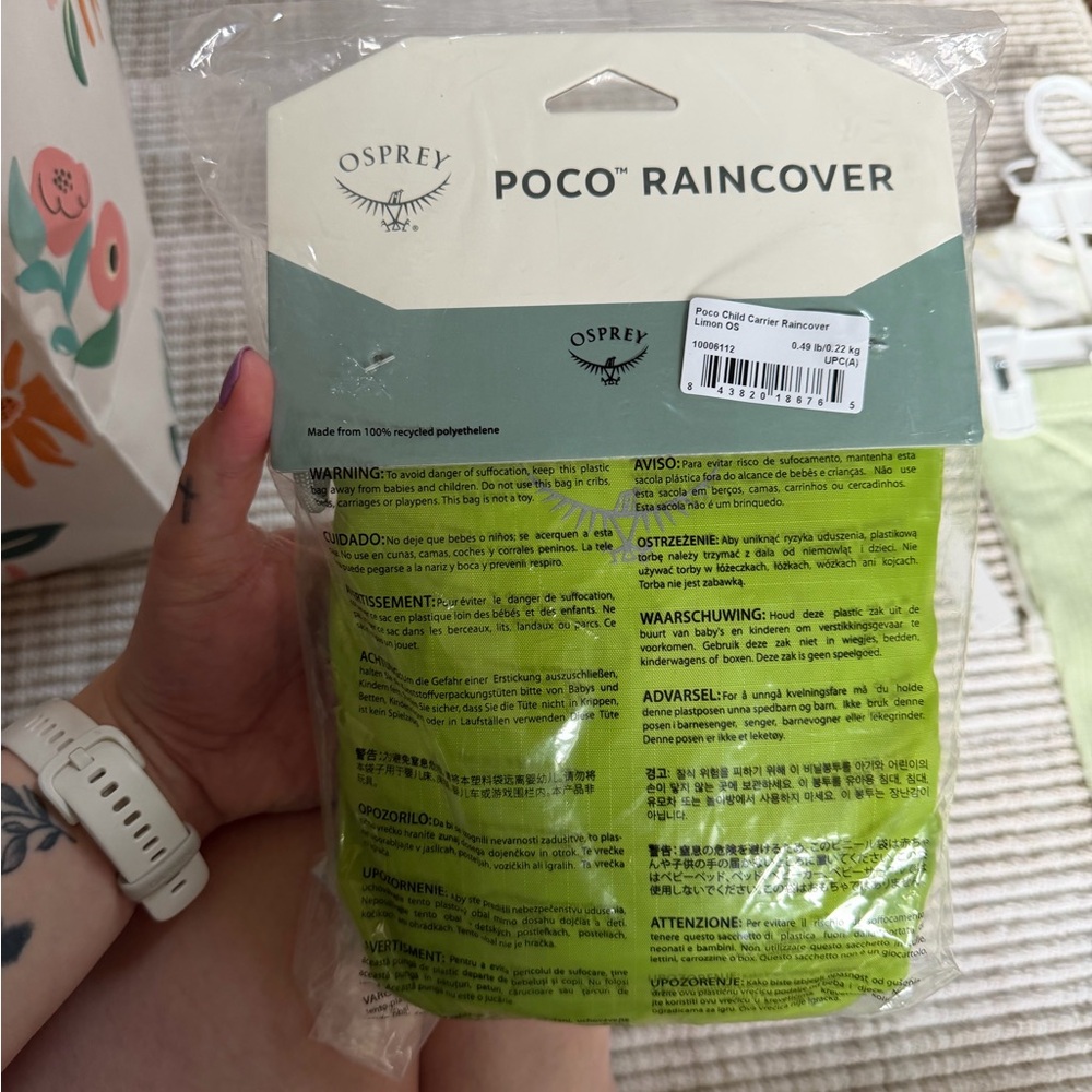 Osprey Poco Child Carrier Raincover in Lime Green